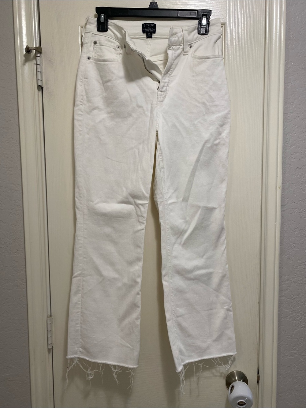 J. Crew White Straight-Leg Jeans with Raw Hem